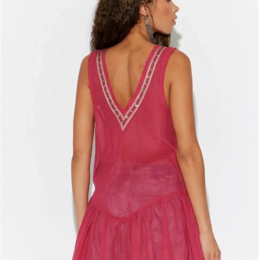 NWT!‎  Free People Nightcap Strangelove Pink Embellished Slip ~ Large